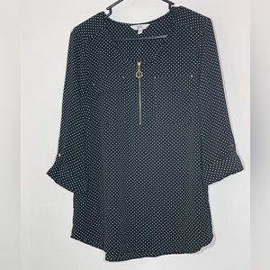 Black/white polka dot blouse